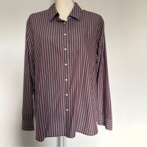 Lands' End Women's Size18 Petite Striped Button Down Shirt 100%cotton